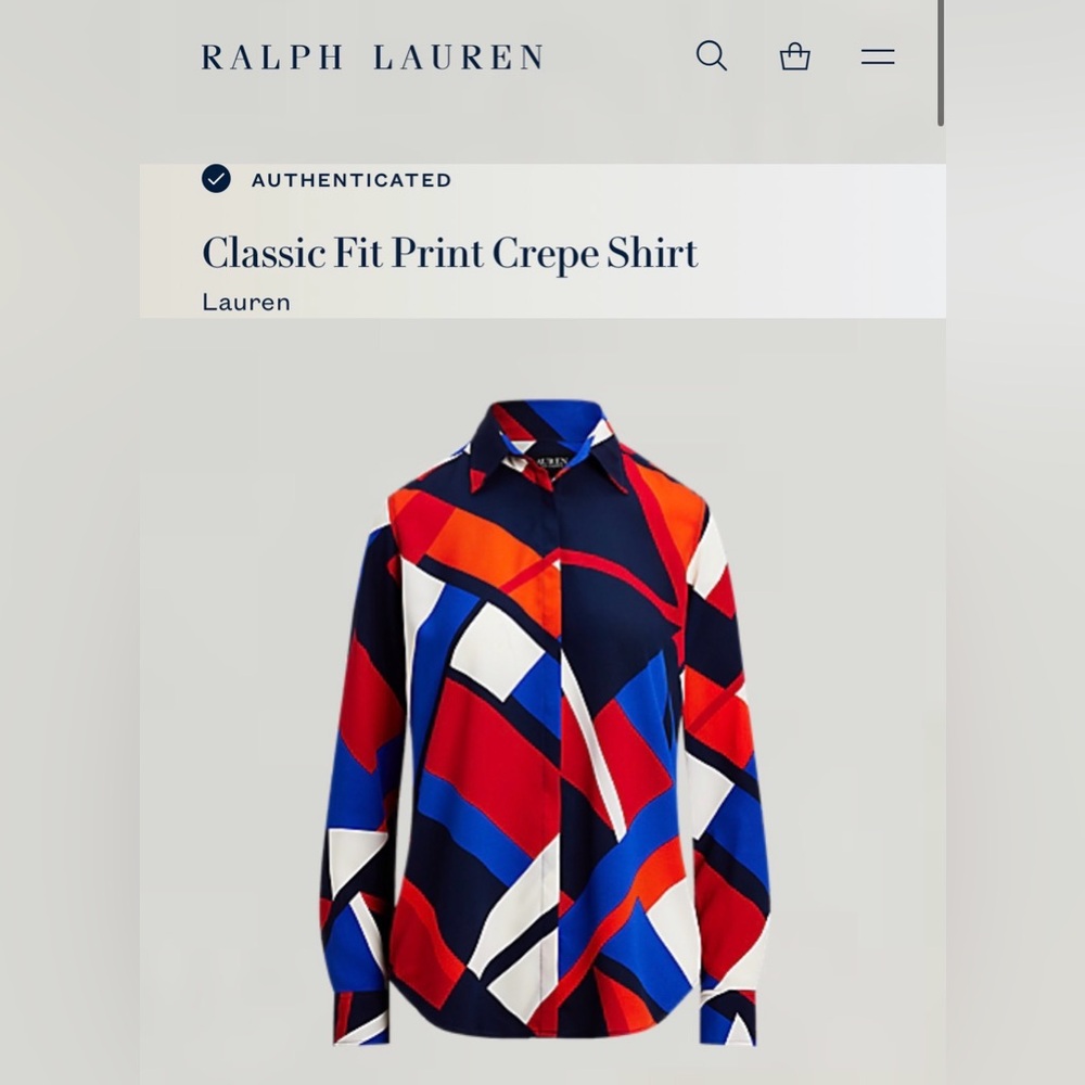 Women Lauren RALPH LAUREN Classic Sailboat abstract geometric resort motif shirt - Picture 2 of 7